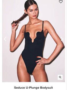 Fleur du Mal Seduce U-Plunge Bodysuit Black Size M Like New